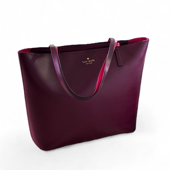 Kate Spade Lawton Way Rose Tote Chocolate Cherry - Picture 2 of 6